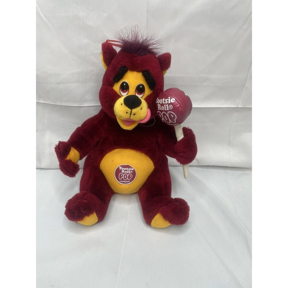 Vintage Tootsie Roll Plush Teddy Bear Raspberry 10 Inch